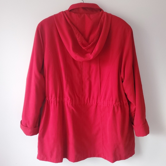 Gallery Women's Red Soft Shell Coat Removable Lining & Hood Sz L Casual Outdoor - Picture 4 of 15